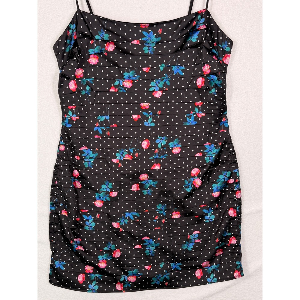 For Love & Lemons Posey Dress Women XL Black Floral Polka Dot Pleated Mini NEW - Picture 13 of 13